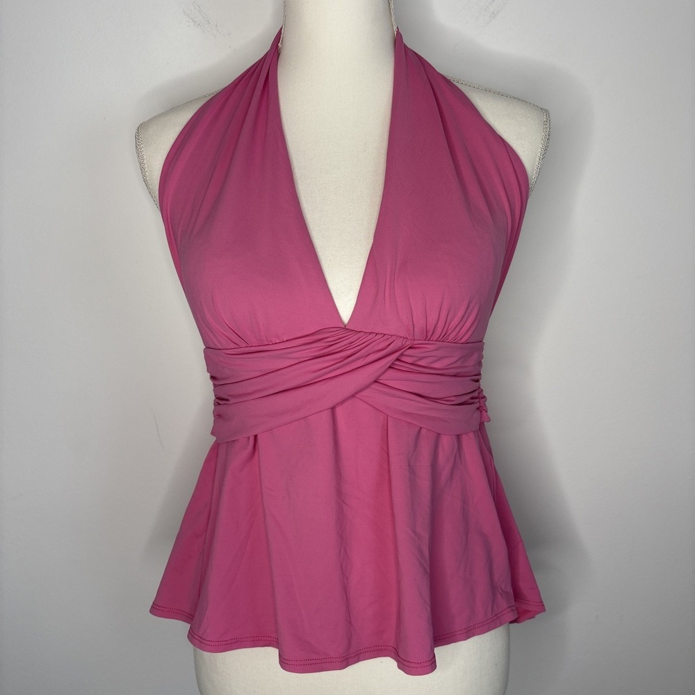 VTG Lauren Ralph‎ Lauren True Y2K  Babydoll Halter Swim Top Open Back Festival